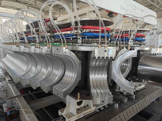 Corrugated Double Strands Plastic Pipe Extruder Production Line High Efficiency