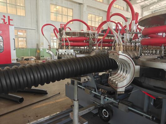 Competitive Corrugated Pipe Extrusion Line Using Single Screw Extruder Optimized for Producing Various Types of Corrugated Pipes