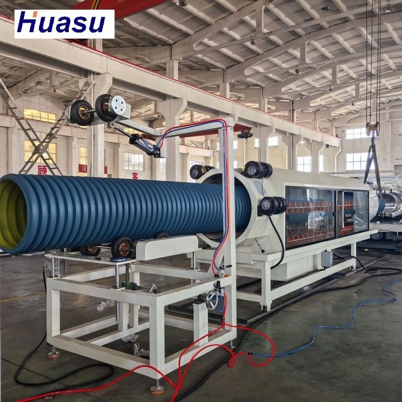 Линия экструзии труб DWC с производительностью 60-2000 кг/ч, системой Siemens PLC и онлайн-раструбированием для производства двустенных гофрированных труб