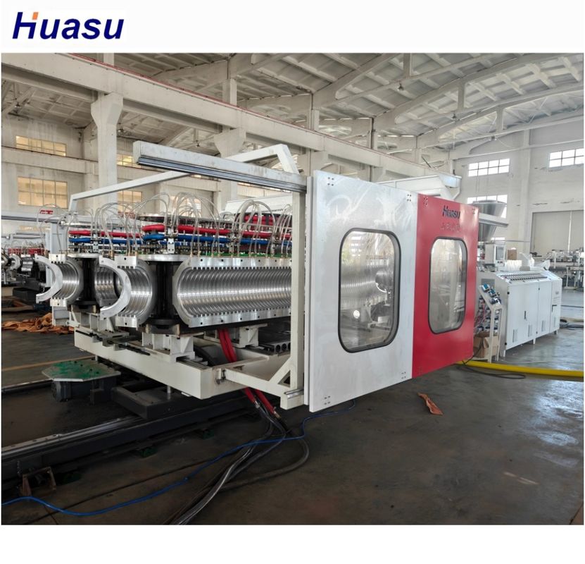 Конический двухшнековый экструдер для экструзии гофрированных труб из ПВХ для пластиковых труб