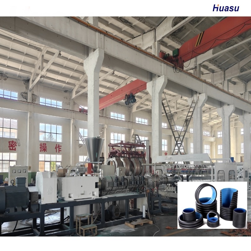 Double Wall Corrugated Pipe Extrusion Line with 6m or Customized Pipe Length HDPE PVC Model and Single or Twin Screw Co-extruder