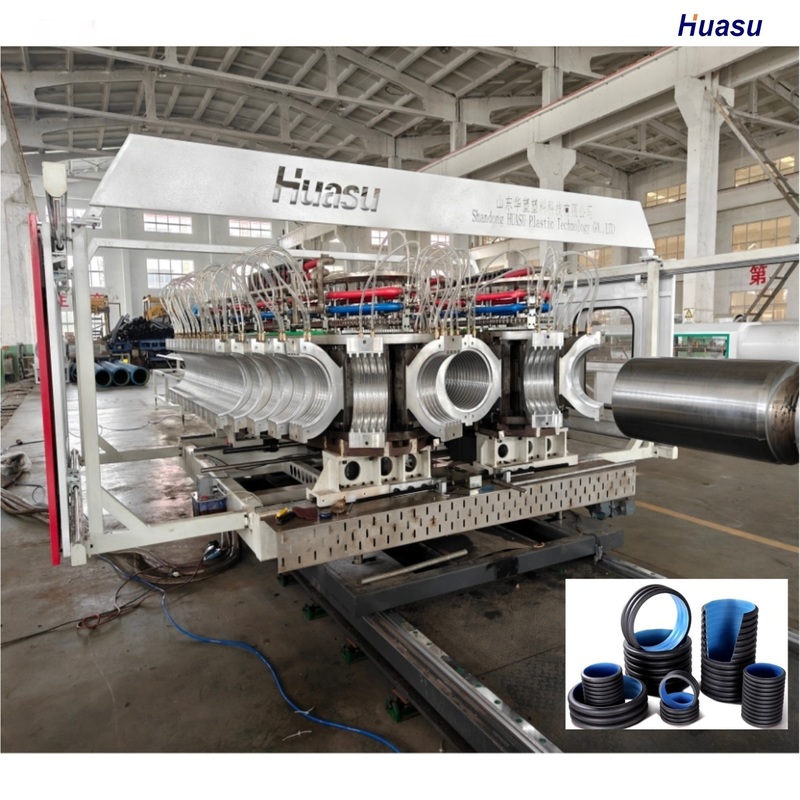 Double Wall Corrugated Pipe Extrusion Line with HDPE PVC Model 6m or Customized Pipe Length and Water Cooling