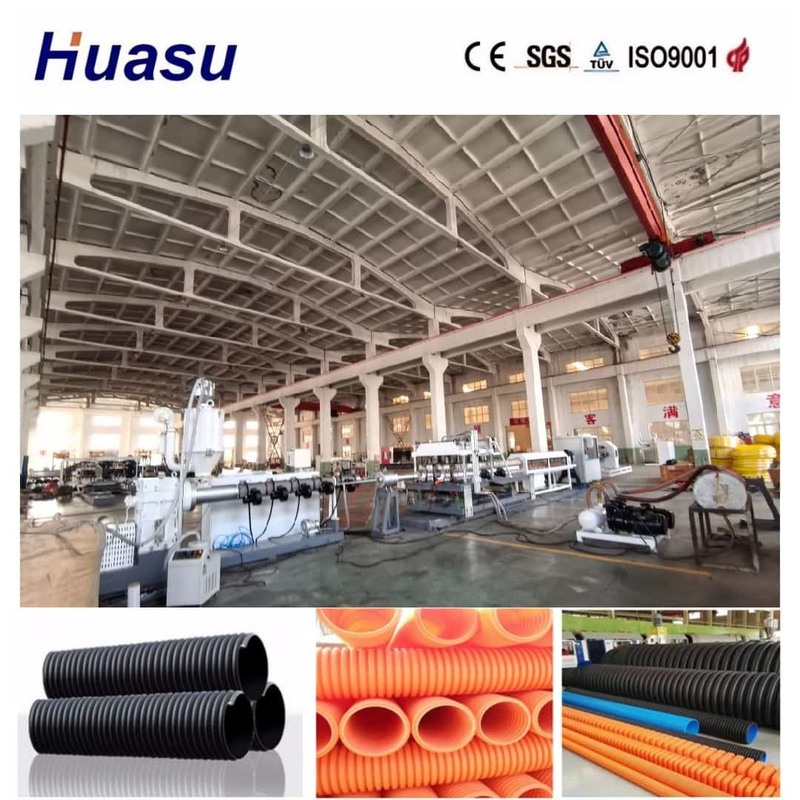 Производственная линия PE PVC с одностенной гофрированной трубой с дистанционным управлением и управлением Siemens PLC