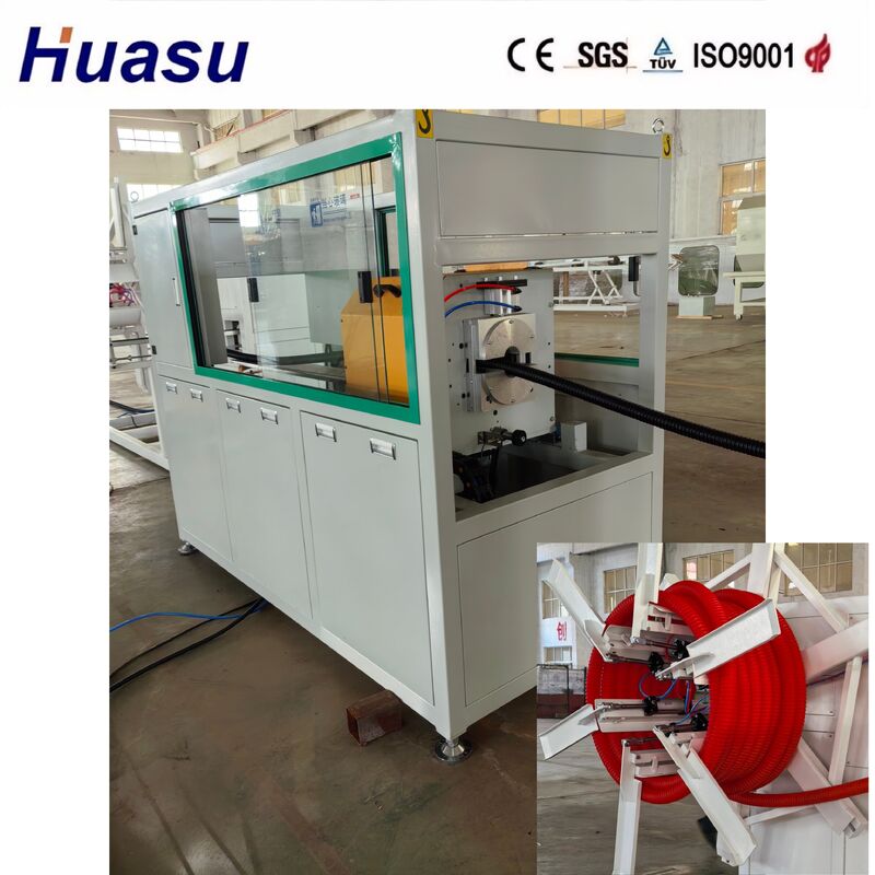 HDPE гофрированный трубный завод с интерфейсом сенсорного экрана управления PLC для 32 мм - 1600 мм ID труб и воздушных вариантов охлаждения водой