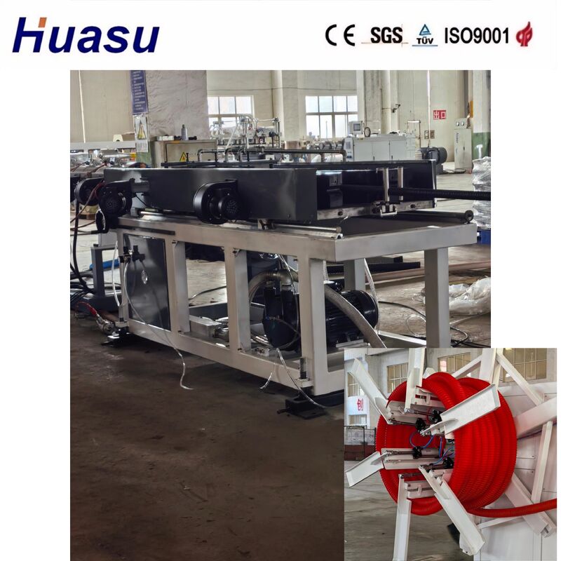 Линия экструзии кабельной защиты с воздушным и водяным охлаждением, с одношнековым экструдером и дистанционным управлением ПЛК