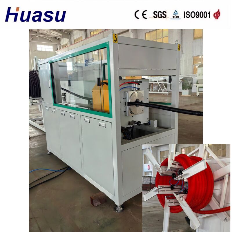 Линия экструзии гофрированных труб с дистанционным управлением ПЛК, диапазоном диаметров 32–1600 мм и одношнековым экструдером для защиты кабеля