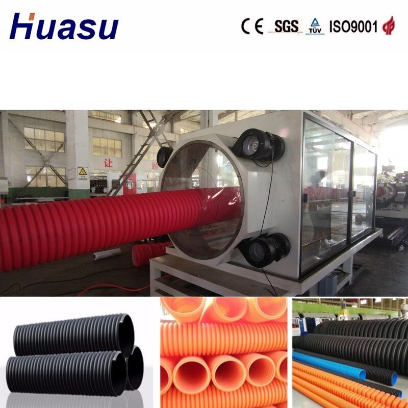 PLC Controlled Double Wall Corrugated Pipe Extrusion Line for 32mm-1600mm Pipes with 100-3000kg/h Capacity