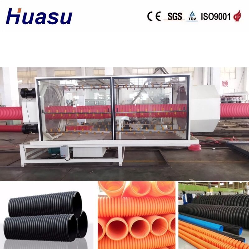 PLC Controlled Double Wall Corrugated Pipe Extrusion Line for 32mm-1600mm Pipes with 100-3000kg/h Capacity
