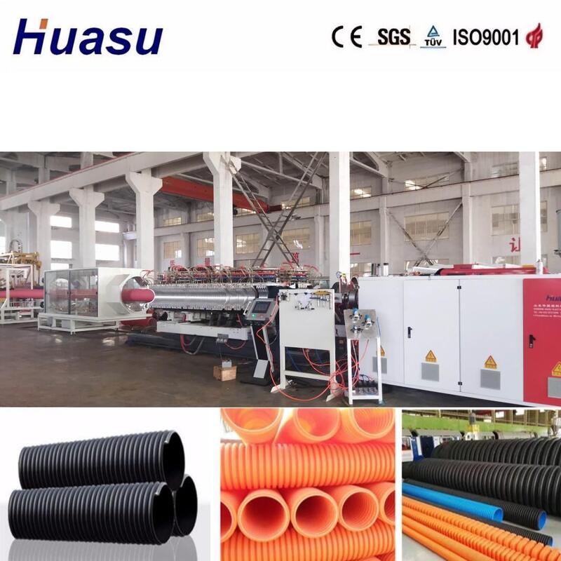 PLC Controlled Double Wall Corrugated Pipe Extrusion Line with 100-1000 Kg/h Capacity and 32mm-1600mm Pipe Diameter