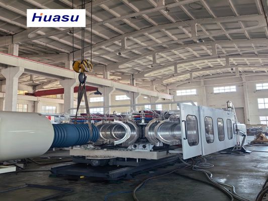 PVC Pipe Extrusion Line for 32-1600mm Corrugated Drainage Pipes with Double-layer Spiral Co-extrusion and Inner Cooling System
