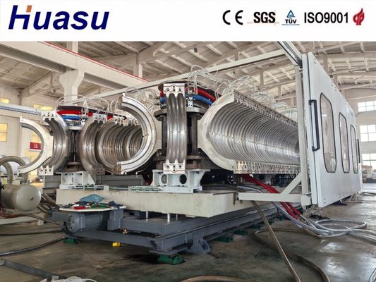 300mm HDPE Double Wall Corrugated Pipe Machine 90/80mm Extruder
