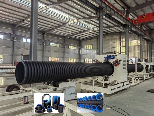 23 Years Production Experience Double Wall Corrugated Pipe Extrusion Line with 33:1 Screw Ratio for ID30-ID1500mm Pipes